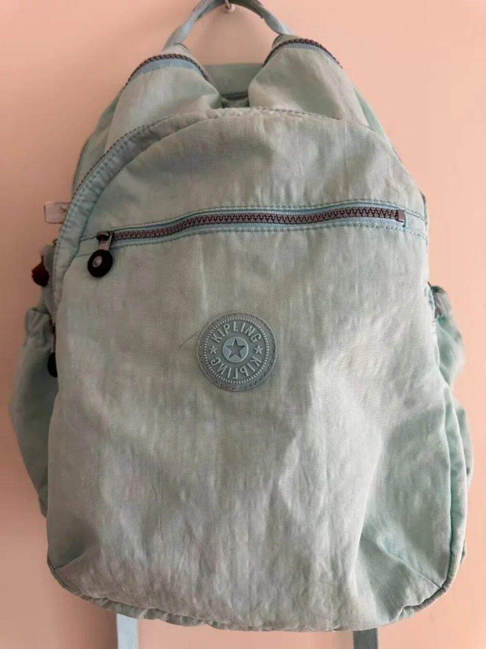 Kipling light blue extra large nylon backpack